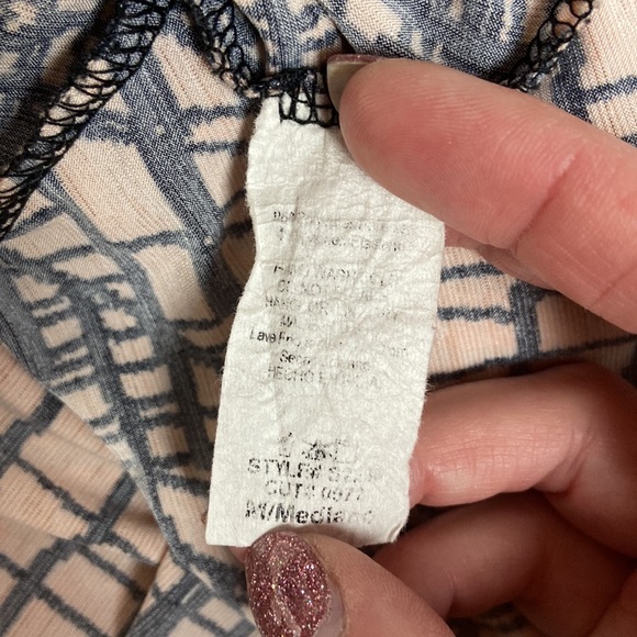 Pinkblush Lightweight Coral Pink with Black Abstract Geometric Lines Maxi Skirt - Picture 8 of 16